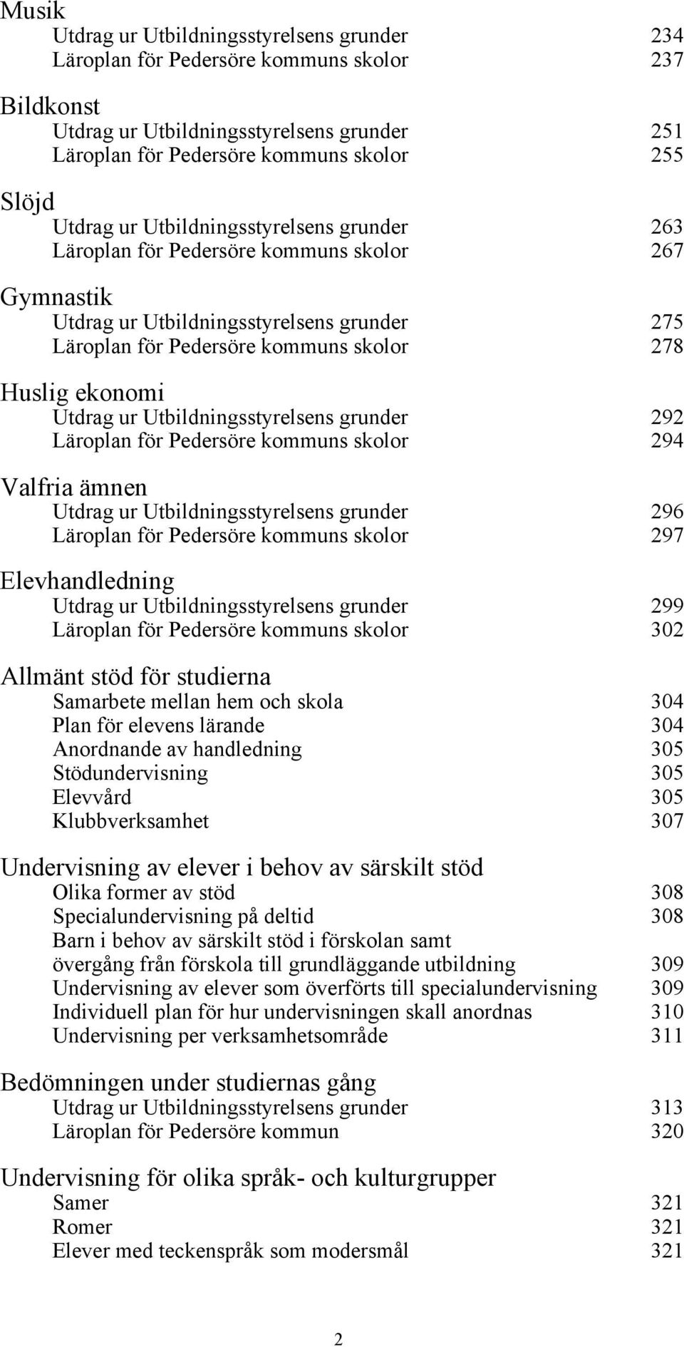 Utdrag ur Utbildningsstyrelsens grunder 292 Läroplan för Pedersöre kommuns skolor 294 Valfria ämnen Utdrag ur Utbildningsstyrelsens grunder 296 Läroplan för Pedersöre kommuns skolor 297