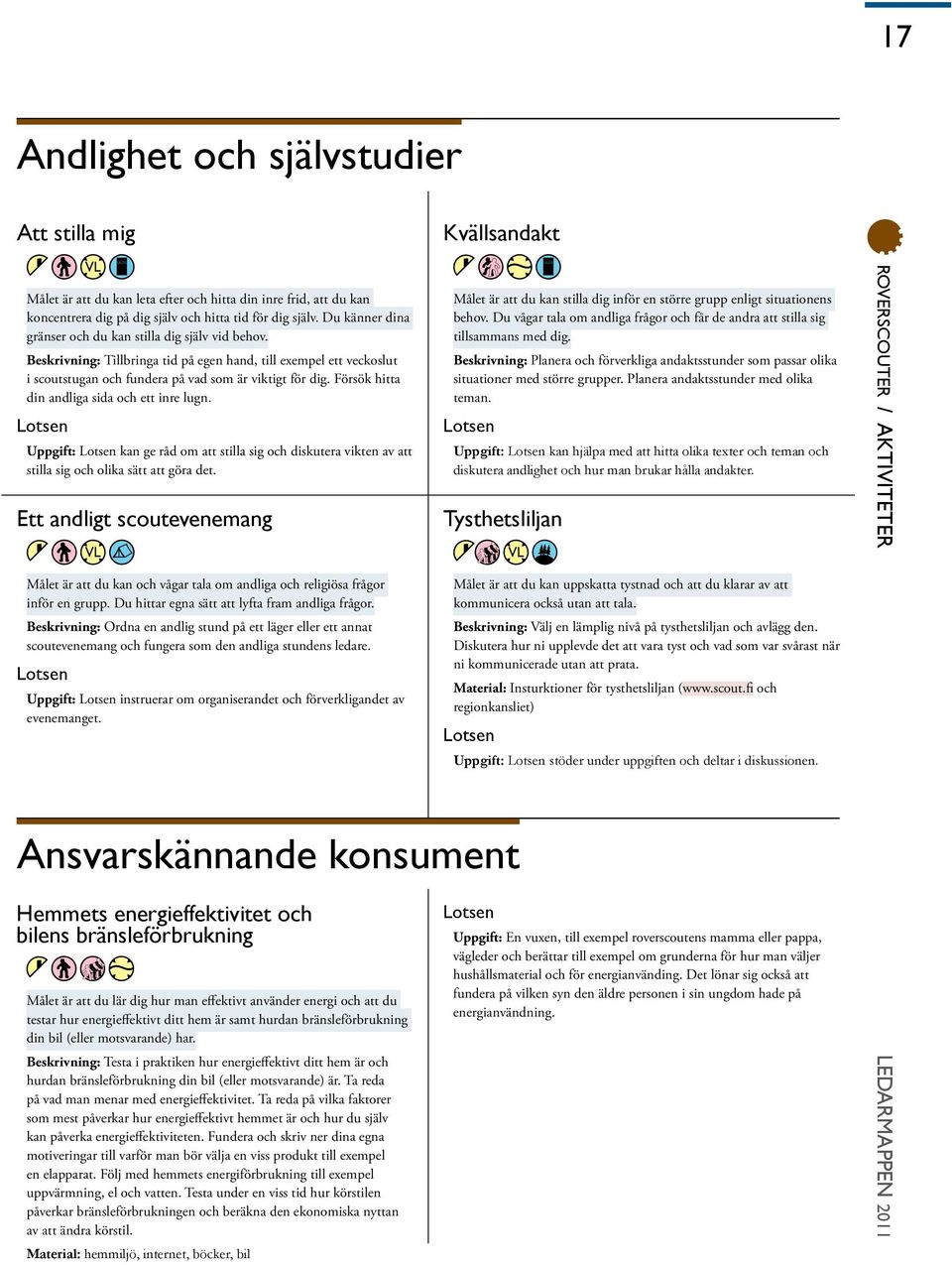 Uppgift: Lotsen kan ge råd om att stilla sig och diskutera vikten av att stilla sig och olika sätt att göra det. Målet är att du kan och vågar tala om andliga och religiösa frågor inför en grupp.