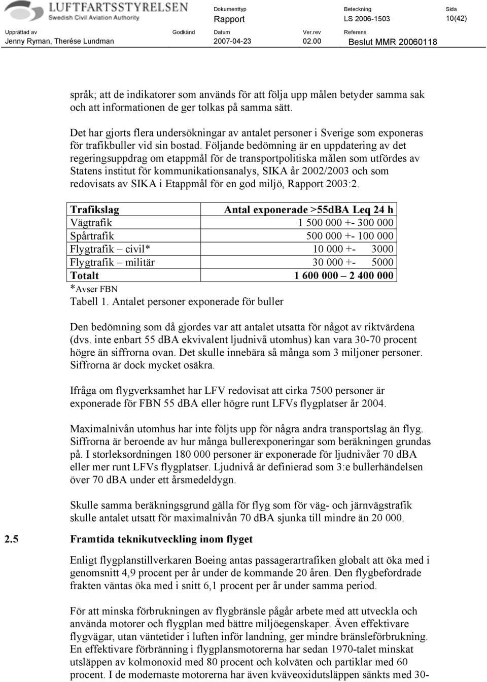 Följande bedömning är en uppdatering av det regeringsuppdrag om etappmål för de transportpolitiska målen som utfördes av Statens institut för kommunikationsanalys, SIKA år 2002/2003 och som