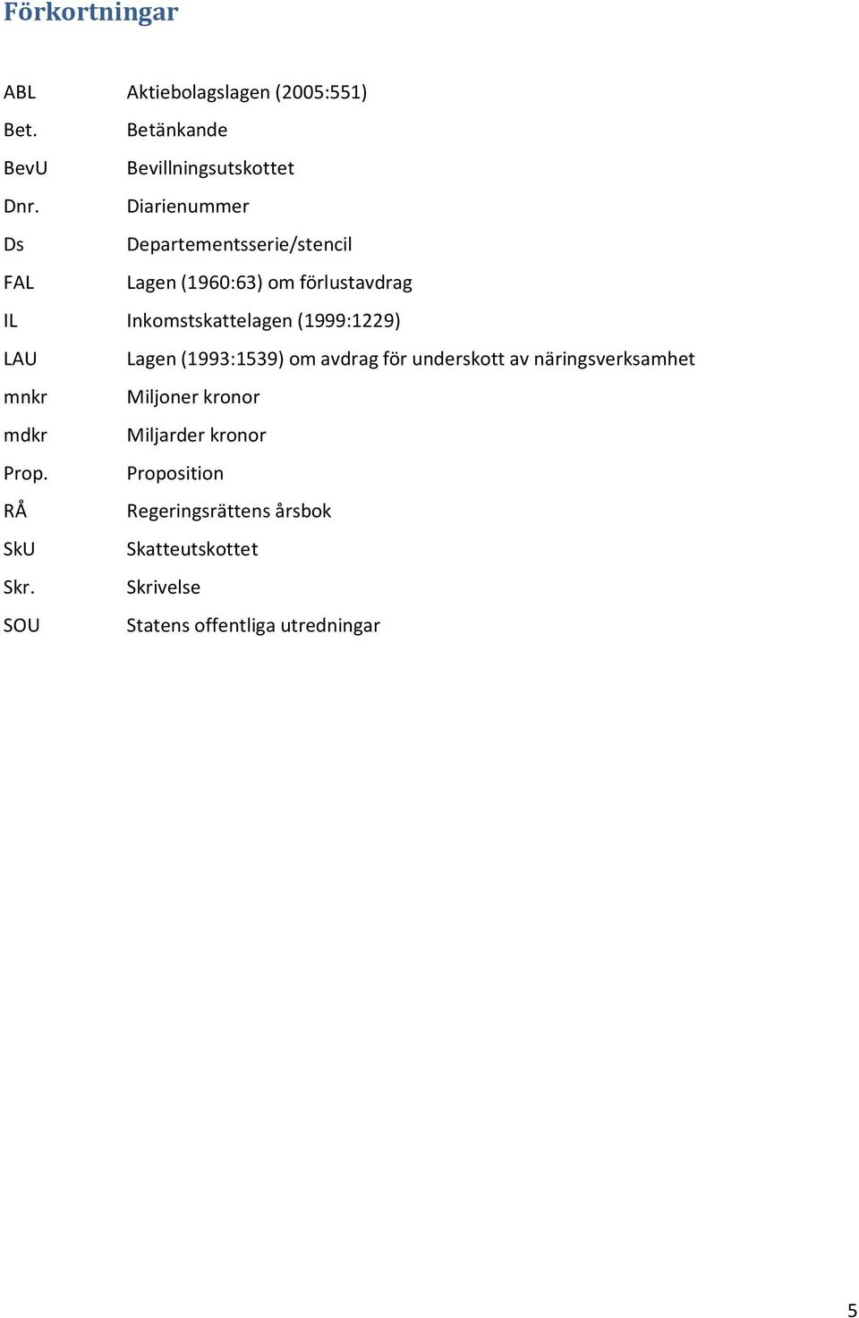 (1999:1229) LAU Lagen (1993:1539) om avdrag för underskott av näringsverksamhet mnkr Miljoner kronor mdkr