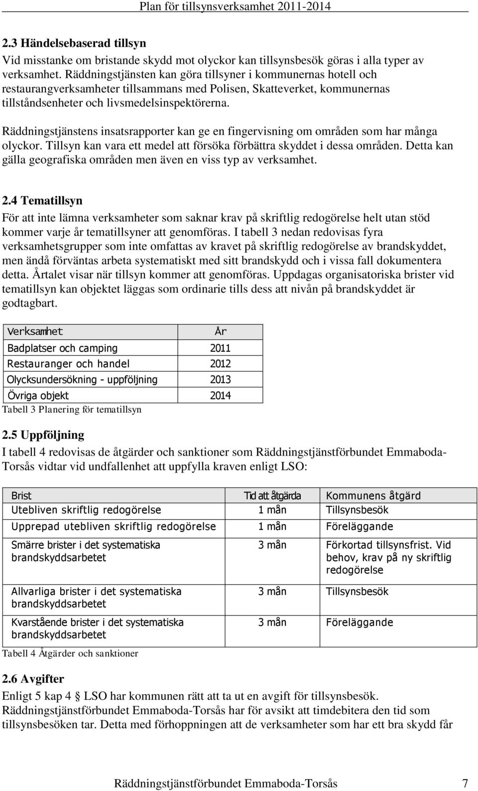 Räddningstjänstens insatsrapporter kan ge en fingervisning om områden som har många olyckor. Tillsyn kan vara ett medel att försöka förbättra skyddet i dessa områden.