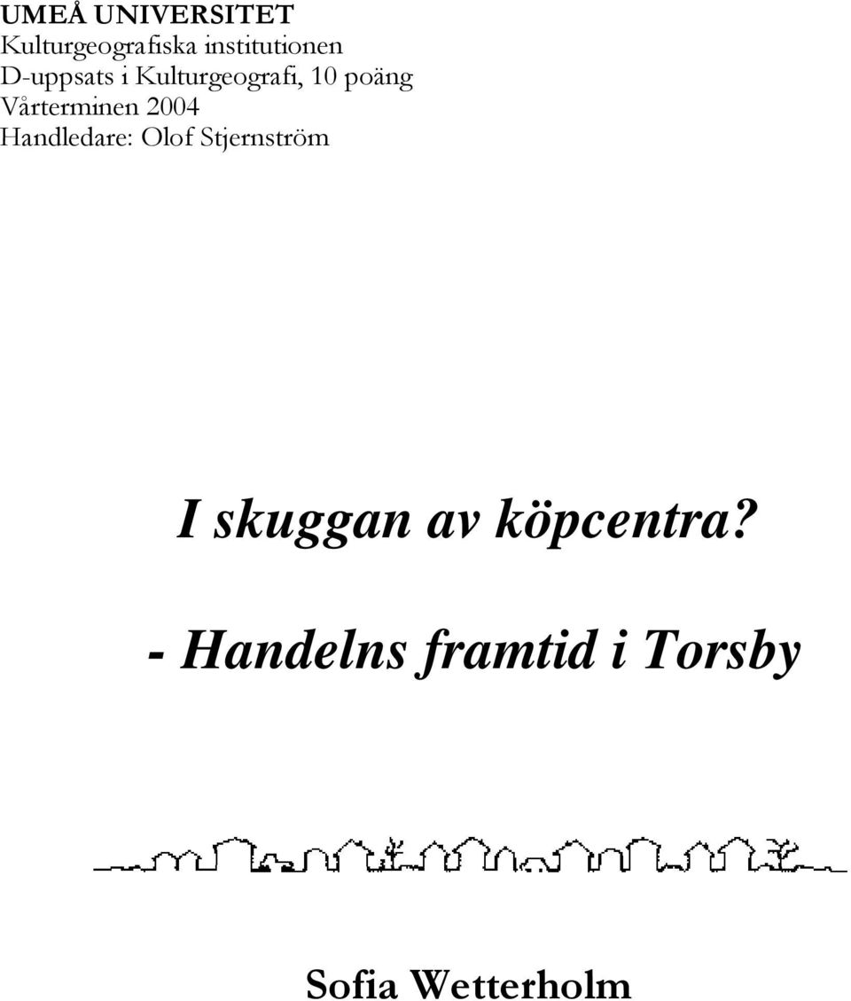 2004 Handledare: Olof Stjernström I skuggan av