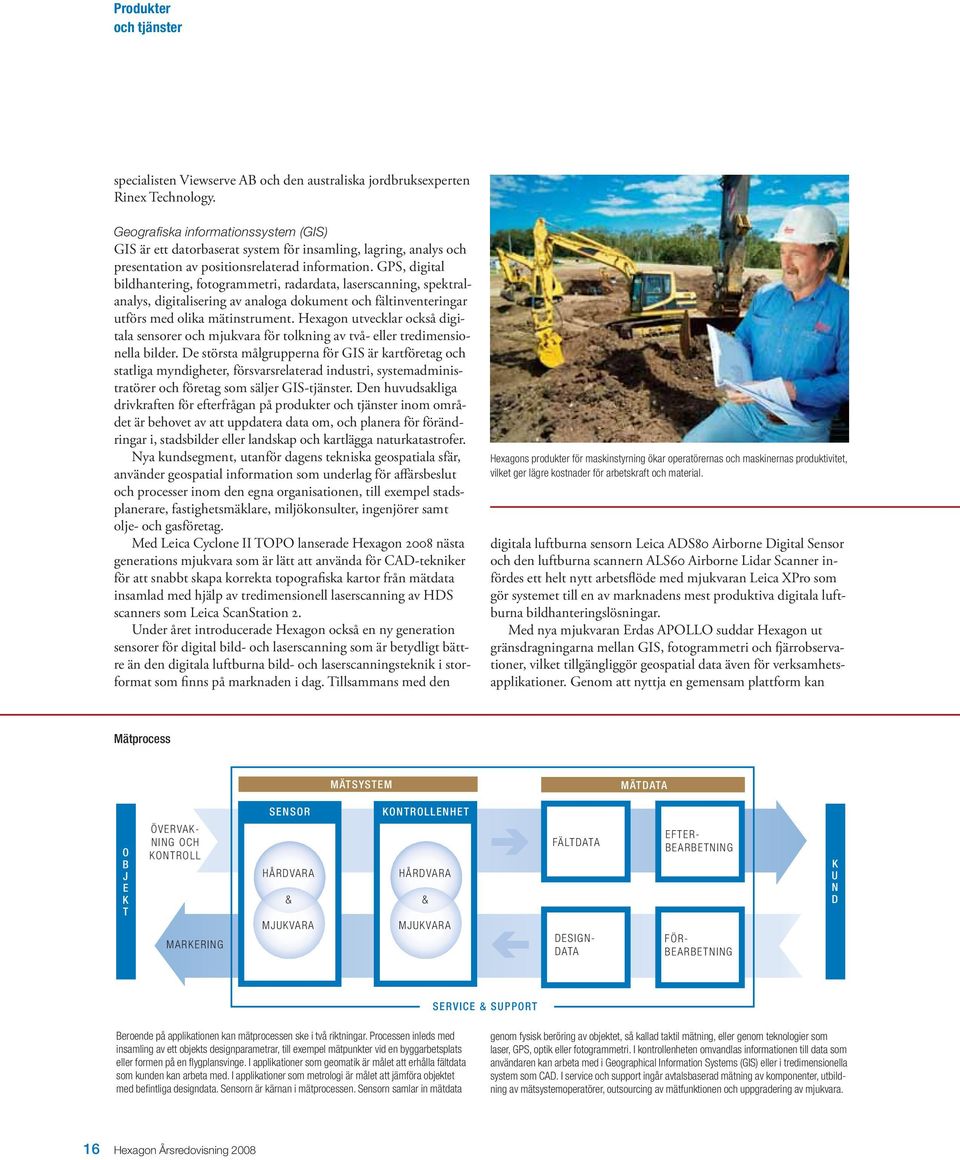 GPS, digital bildhantering, fotogrammetri, radardata, laserscanning, spektralanalys, digitalisering av analoga dokument och fältinventeringar utförs med olika mätinstrument.