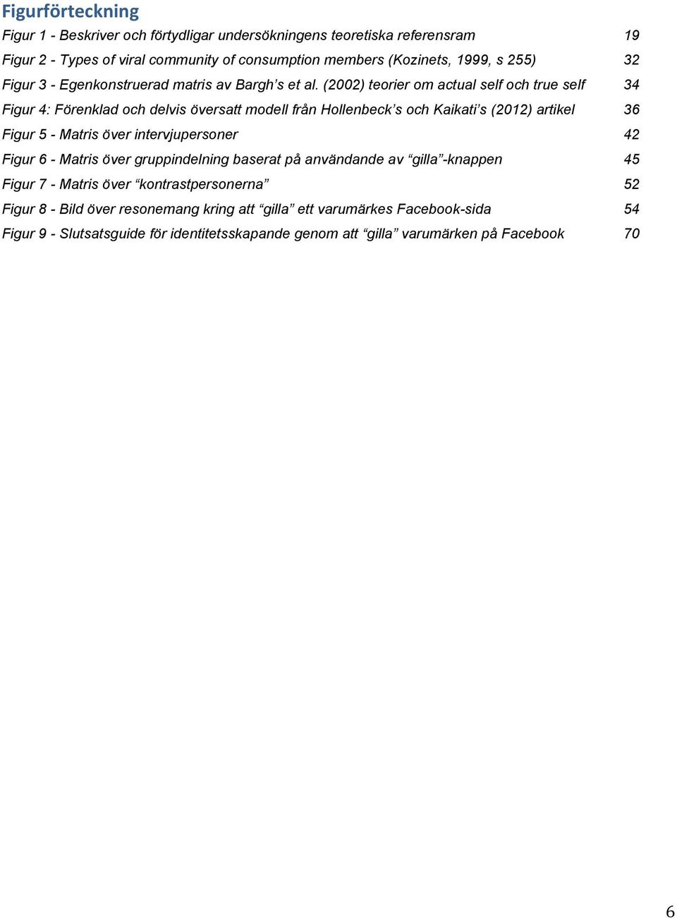 (2002) teorier om actual self och true self 34 Figur 4: Förenklad och delvis översatt modell från Hollenbeck s och Kaikati s (2012) artikel 36 Figur 5 - Matris över