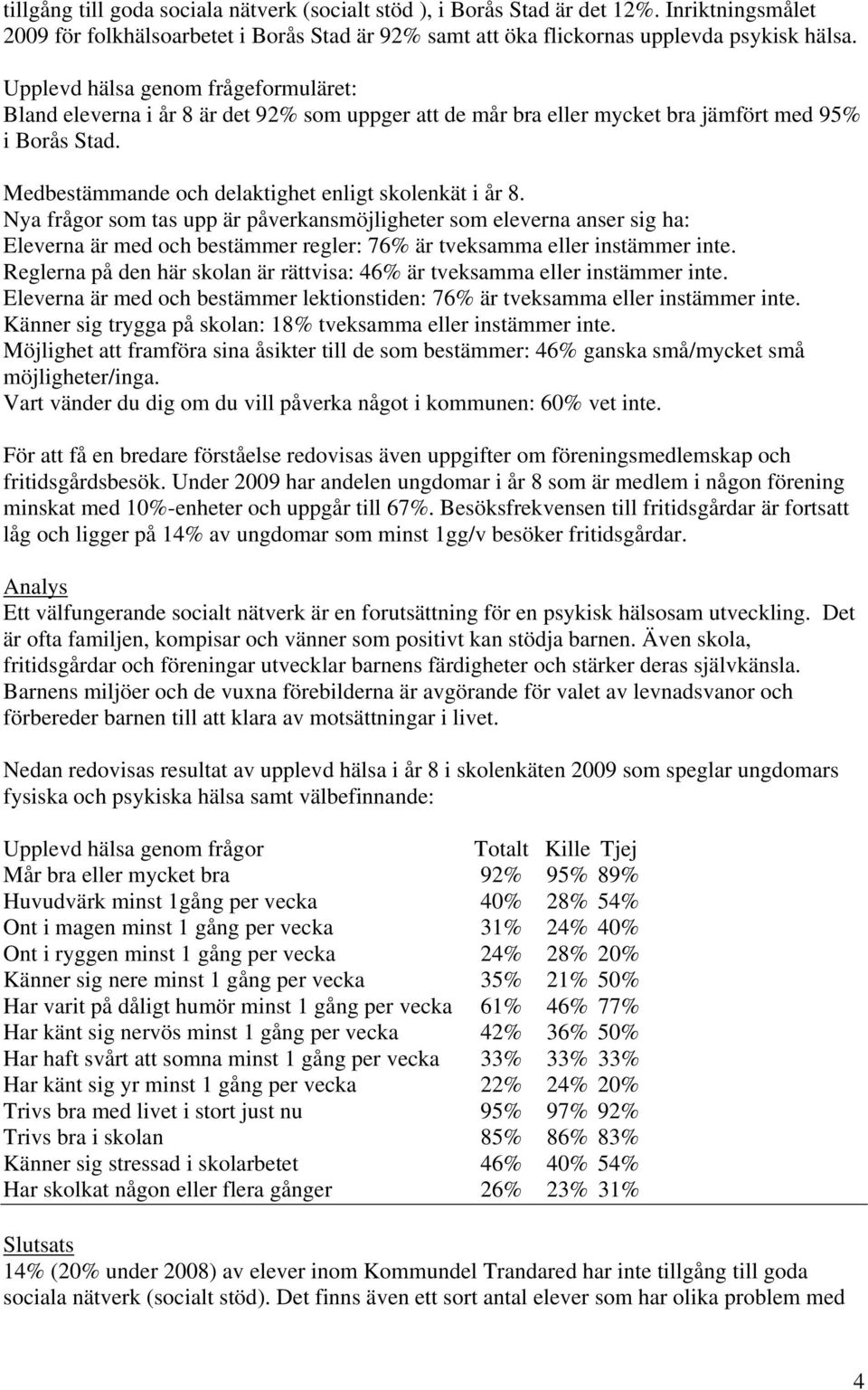 Nya frågor som tas upp är påverkansmöjligheter som eleverna anser sig ha: Eleverna är med och bestämmer regler: 76% är tveksamma eller instämmer inte.