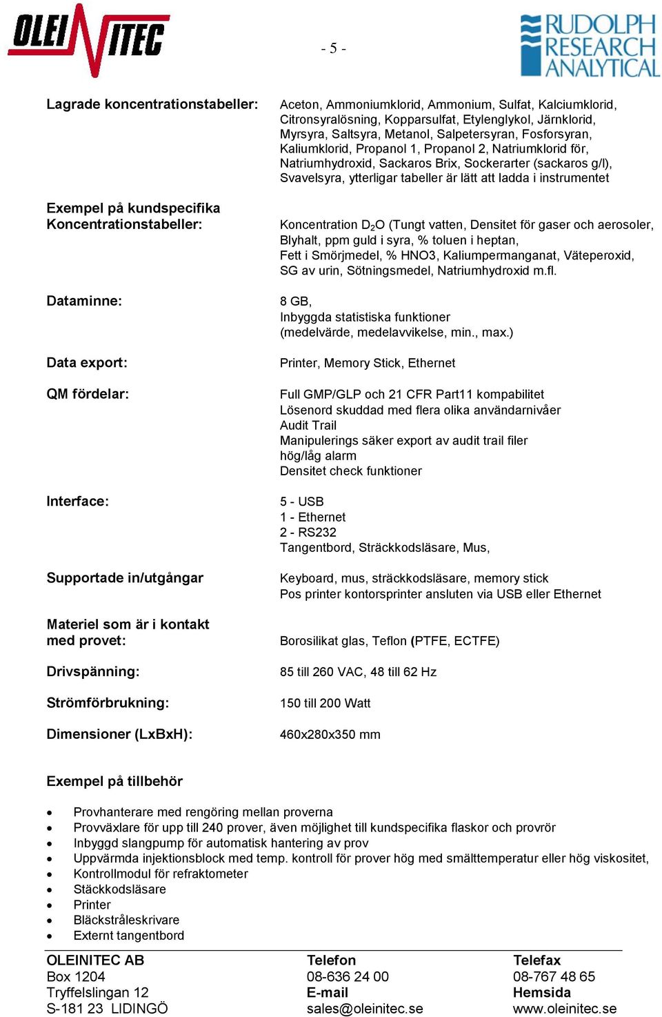 Salpetersyran, Fosforsyran, Kaliumklorid, Propanol 1, Propanol 2, Natriumklorid för, Natriumhydroxid, Sackaros Brix, Sockerarter (sackaros g/l), Svavelsyra, ytterligar tabeller är lätt att ladda i