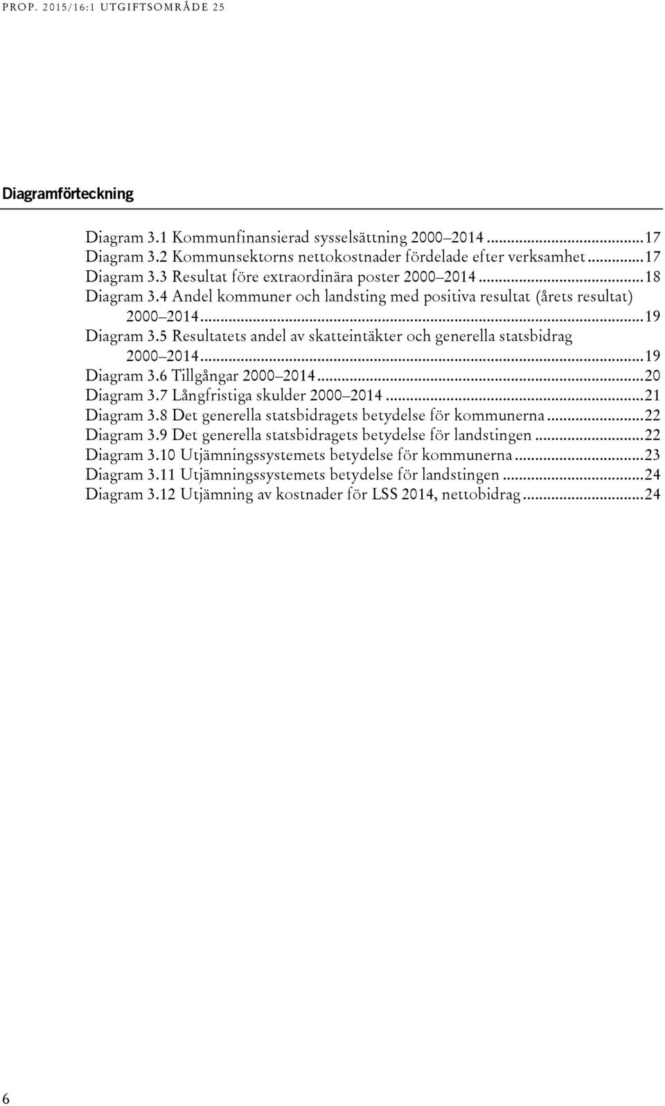 .. 20 Diagram 3.7 Långfristiga skulder 2000 2014... 21 Diagram 3.8 Det generella statsbidragets betydelse för kommunerna... 22 Diagram 3.9 Det generella statsbidragets betydelse för landstingen.