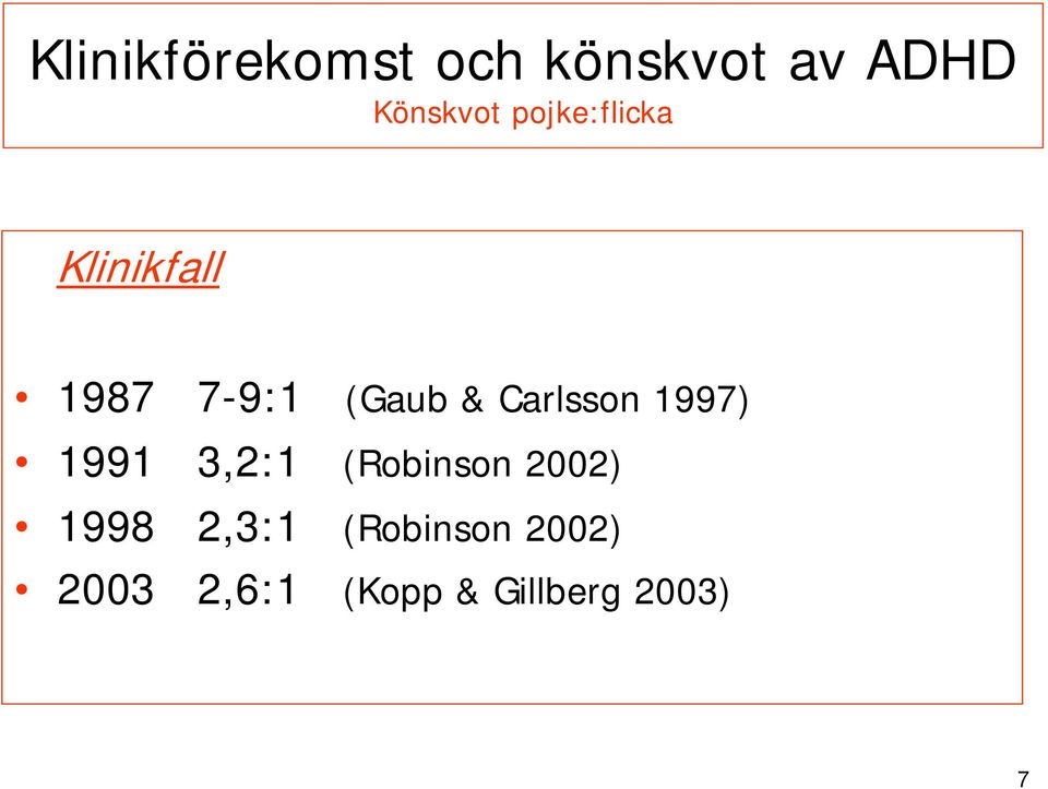 Carlsson 1997) 1991 3,2:1 (Robinson 2002) 1998