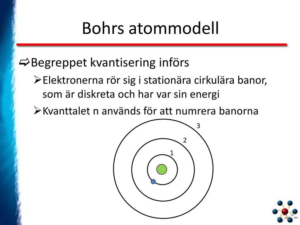 banor, som är diskreta och har var sin energi