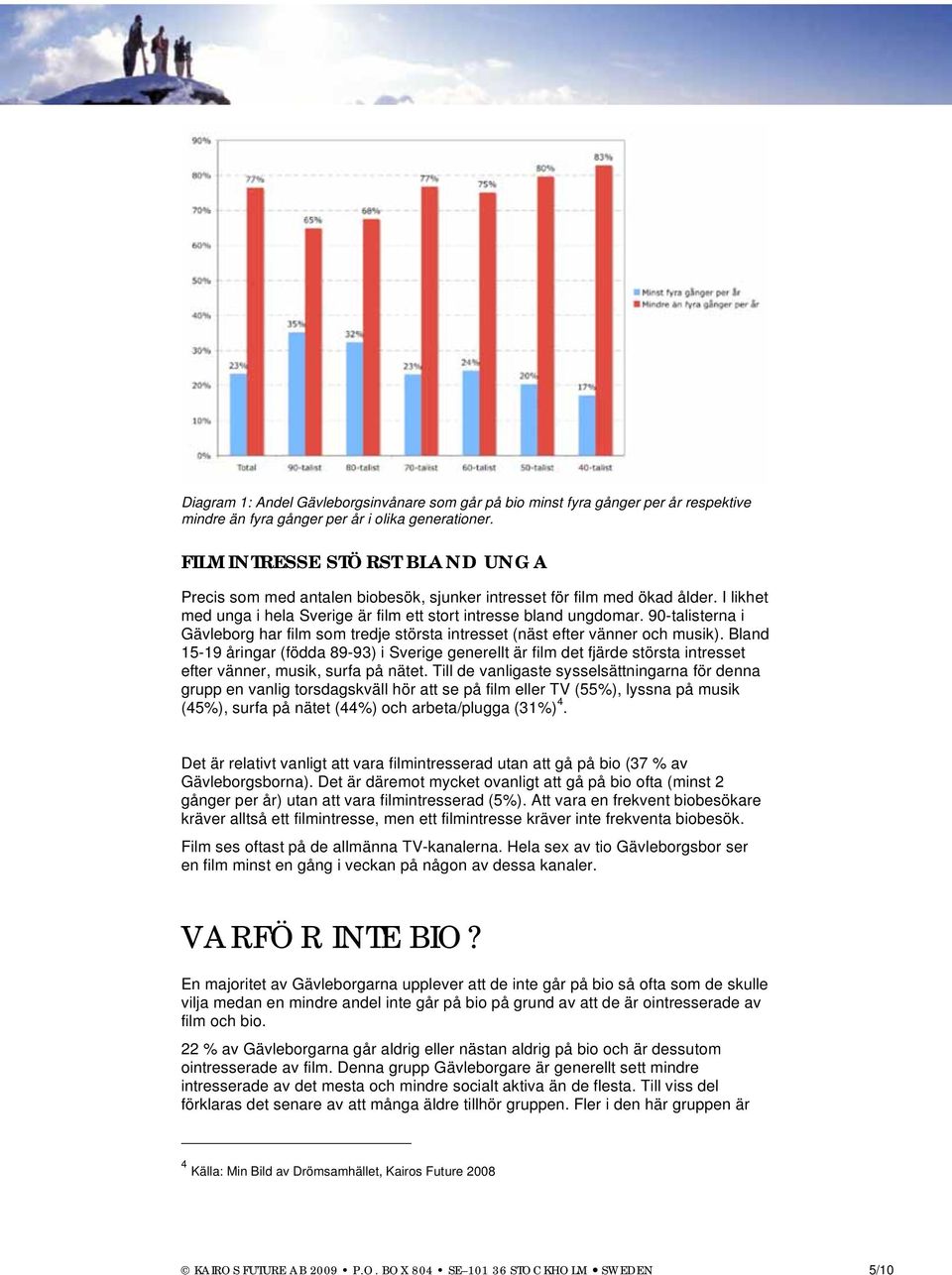 90-talisterna i Gävleborg har film som tredje största intresset (näst efter vänner och musik).