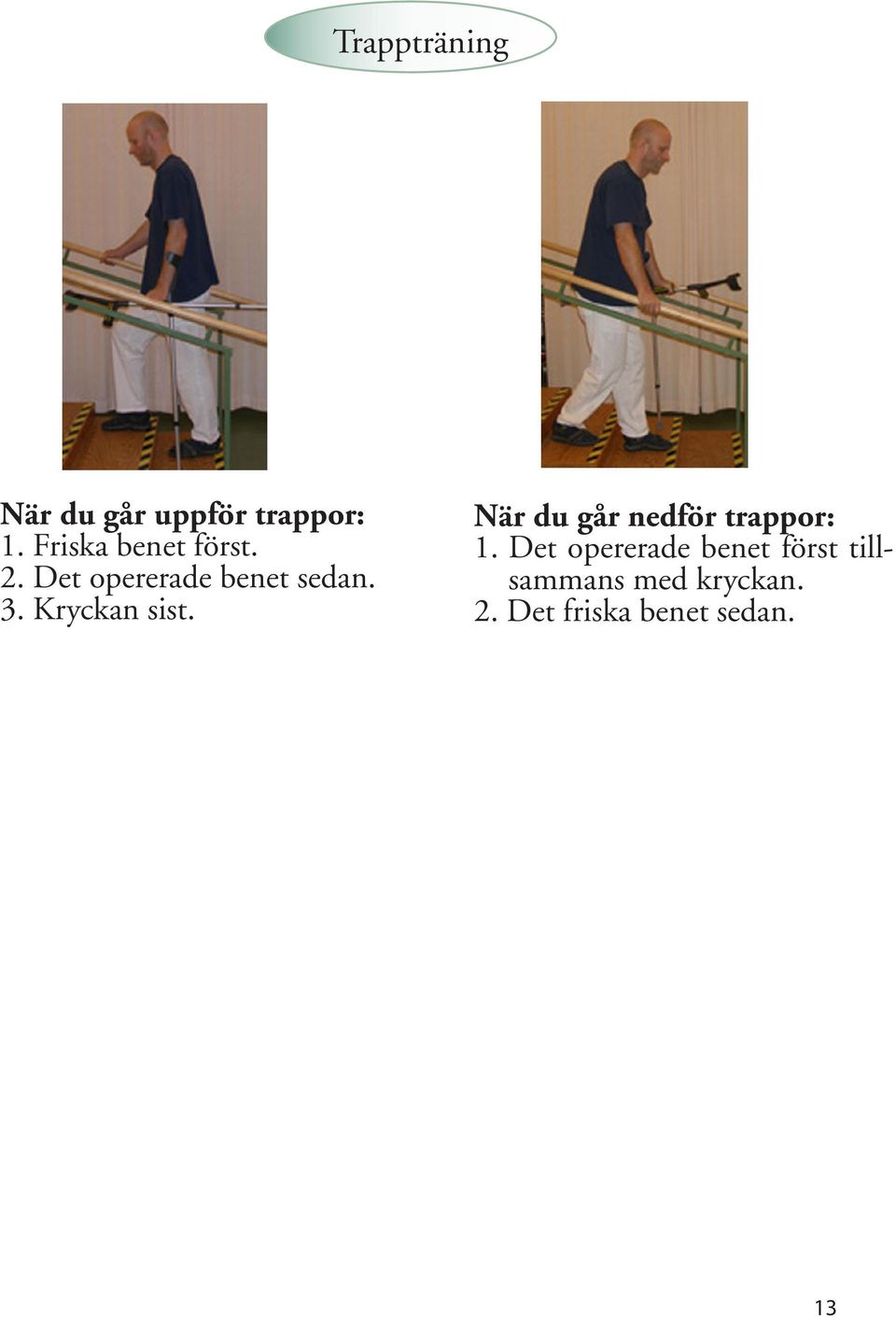 Kryckan sist. När du går nedför trappor: 1.