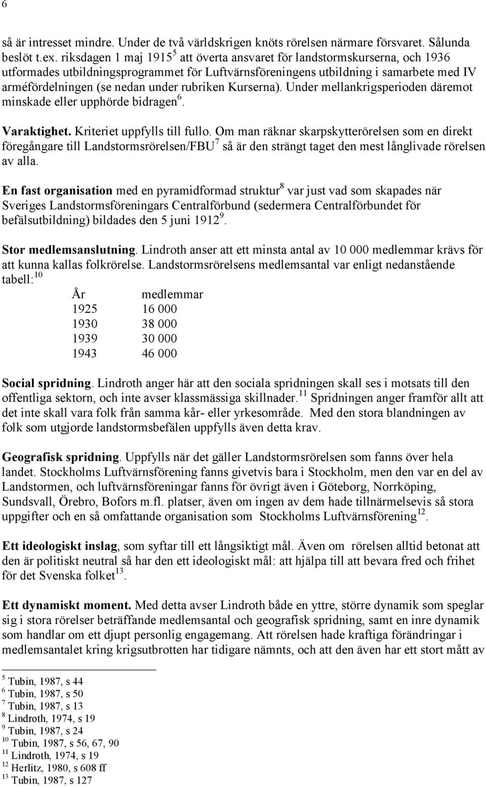 rubriken Kurserna). Under mellankrigsperioden däremot minskade eller upphörde bidragen 6. Varaktighet. Kriteriet uppfylls till fullo.