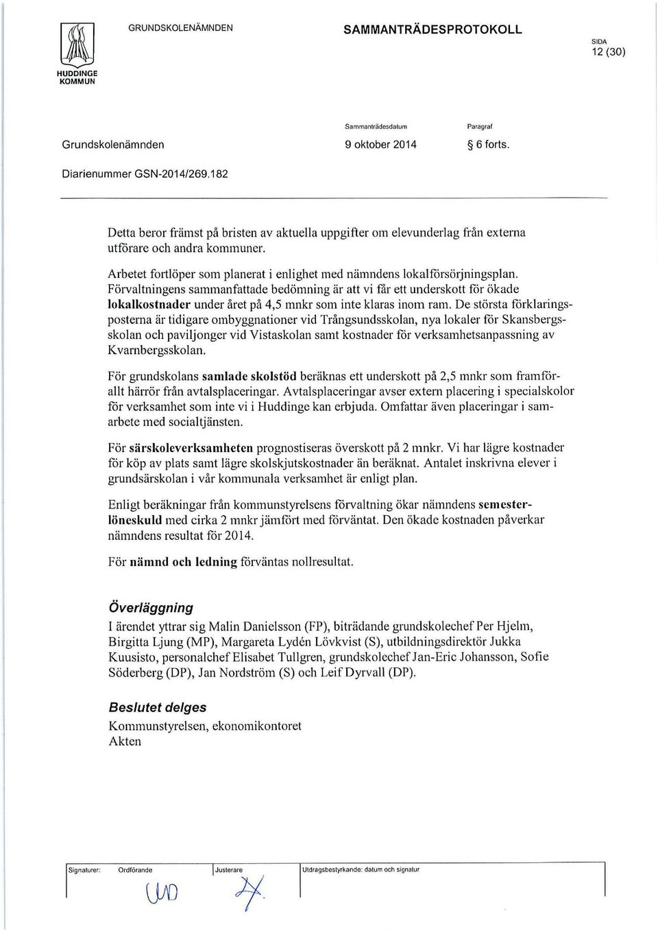 Förvaltningens sammanfattade bedömning är att vi får ett underskott får ökade lokalkostnader under året på 4,5 mnkr som inte klaras inom ram.