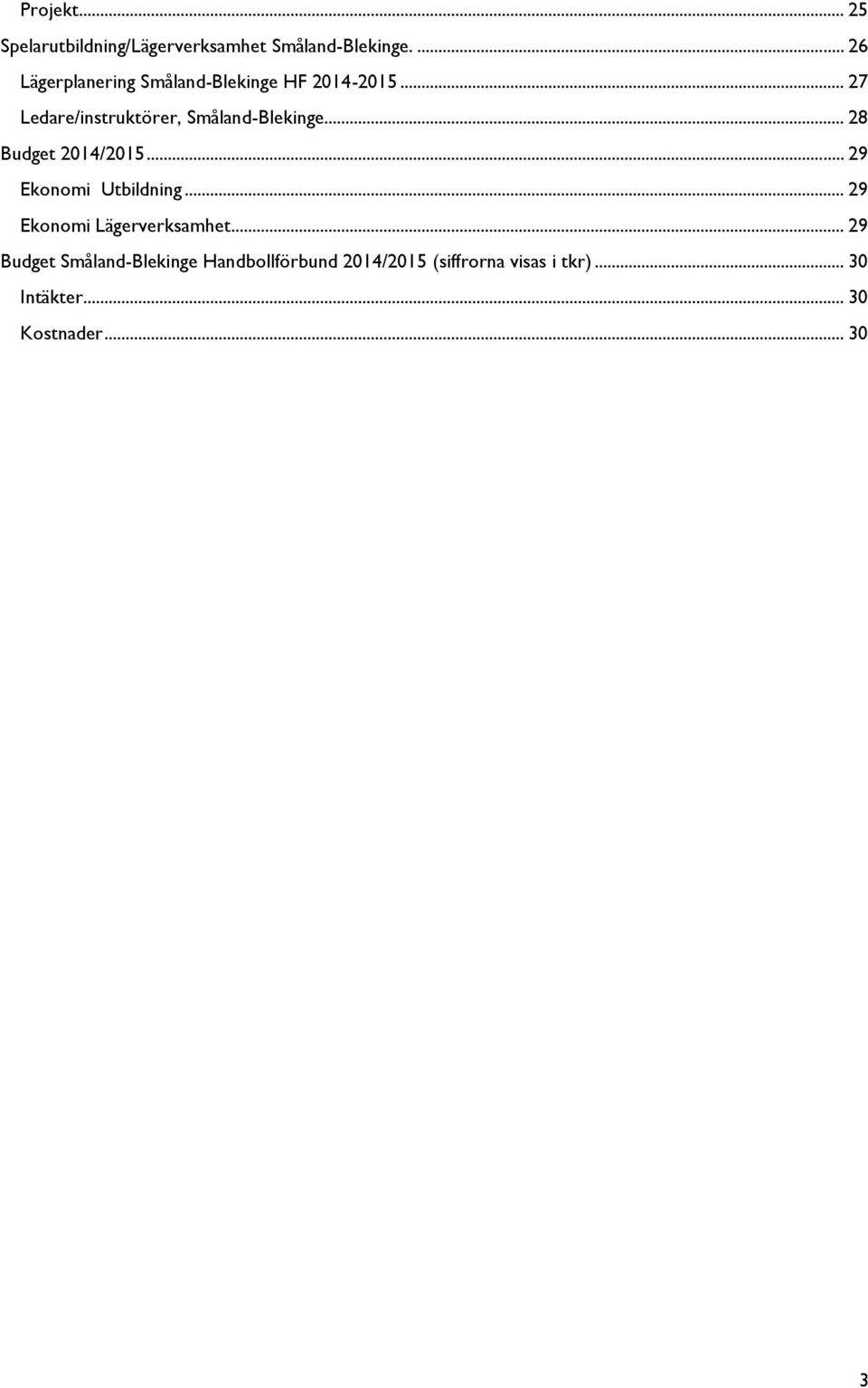 .. 27 Ledare/instruktörer, Småland-Blekinge... 28 Budget 2014/2015.