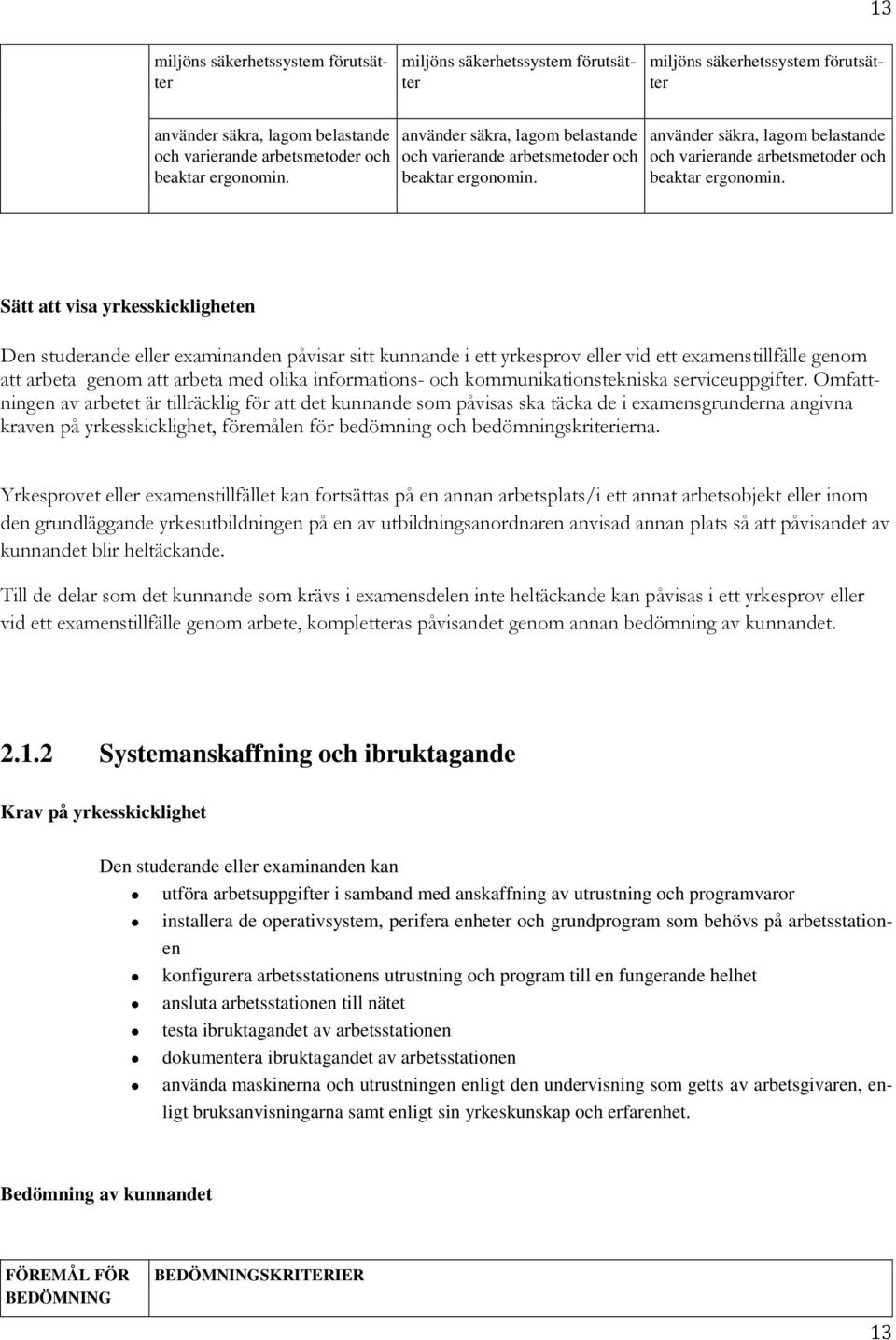 Sätt att visa yrkesskickligheten eller examinanden påvisar sitt kunnande i ett yrkesprov eller vid ett examenstillfälle genom att arbeta genom att arbeta med olika informations- och