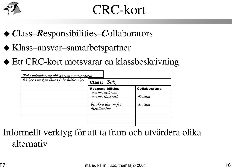 Class: Bok Responsibilities vet om utlånad vet om försenad beräkna datum för återlämning Collaborators