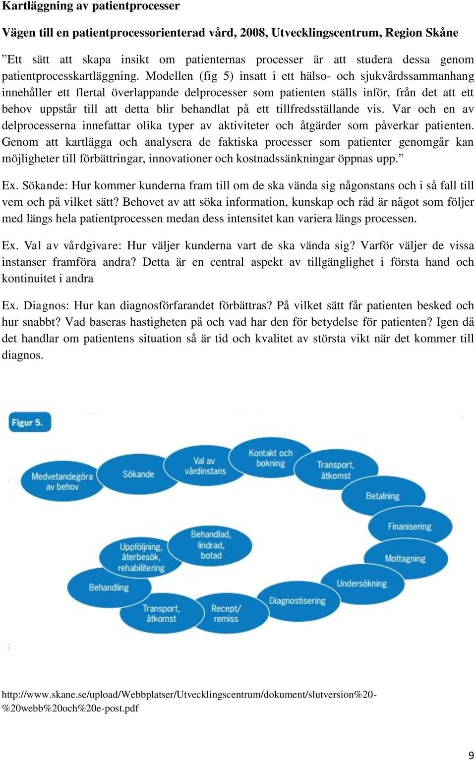 Modellen (fig 5) insatt i ett hälso- och sjukvårdssammanhang innehåller ett flertal överlappande delprocesser som patienten ställs inför, från det att ett behov uppstår till att detta blir behandlat