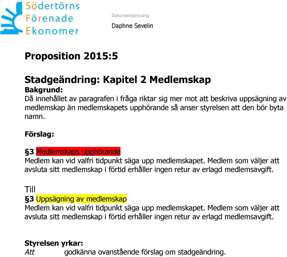 Medlem som väljer att avsluta sitt medlemskap i förtid erhåller ingen retur av erlagd medlemsavgift.