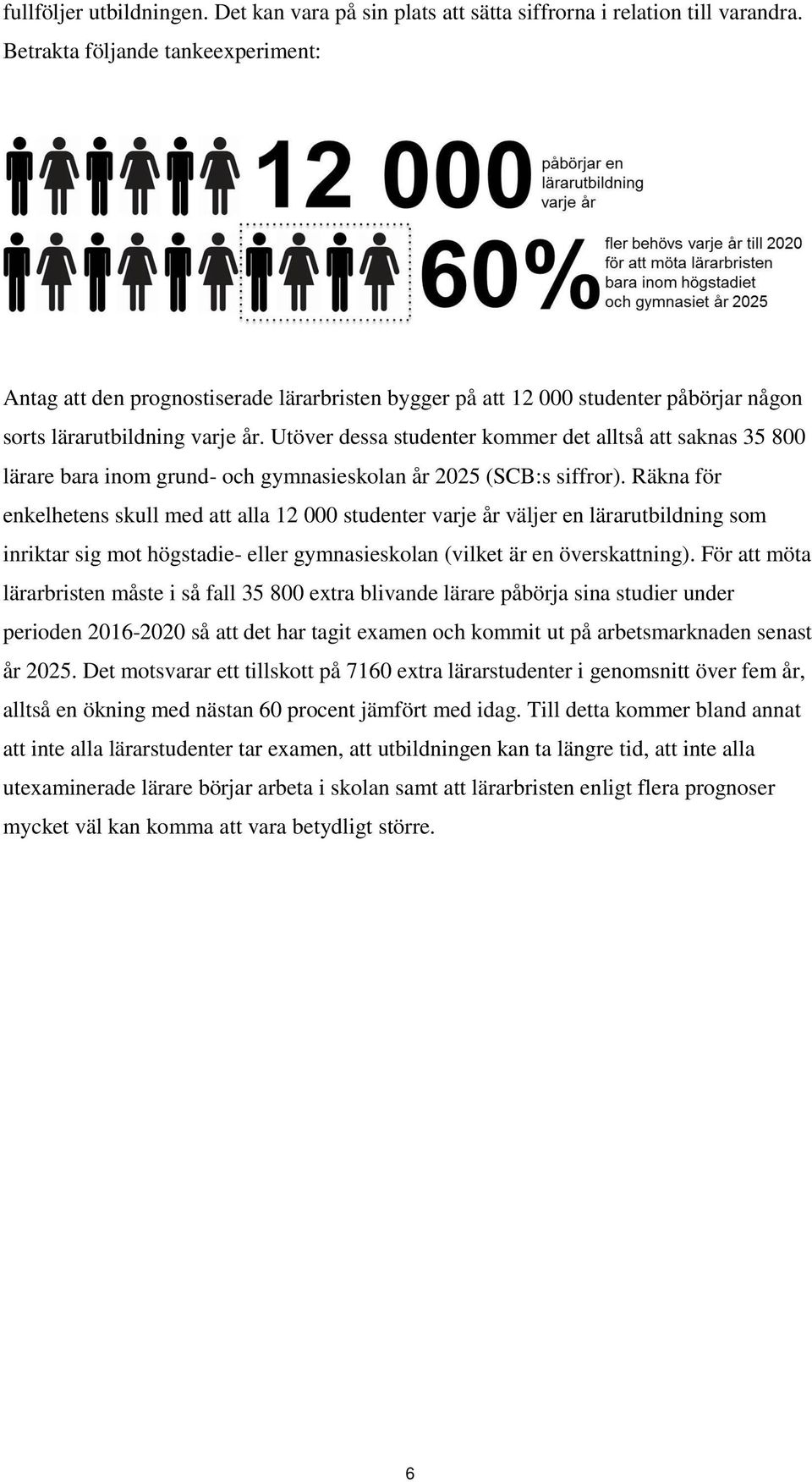 Utöver dessa studenter kommer det alltså att saknas 35 800 lärare bara inom grund- och gymnasieskolan år 2025 (SCB:s siffror).