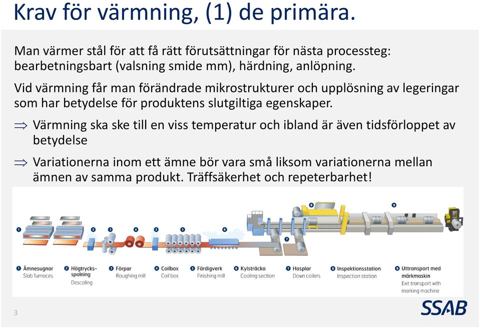 Vid värmning får man förändrade mikrostrukturer och upplösning av legeringar som har betydelse för produktens slutgiltiga