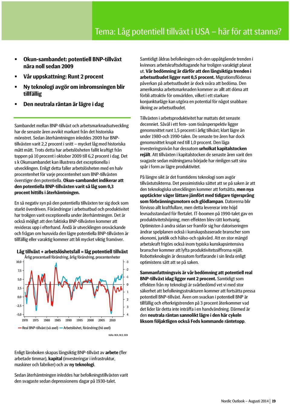 BNP-tillväxt och arbetsmarknadsutveckling har de senaste åren avvikit markant från det historiska mönstret.