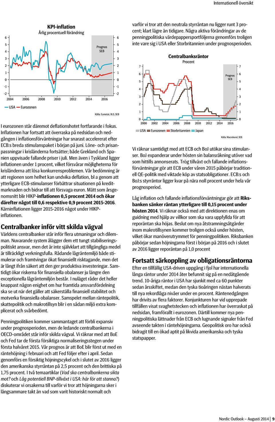 I eurozonen står däremot deflationshotet fortfarande i fokus.