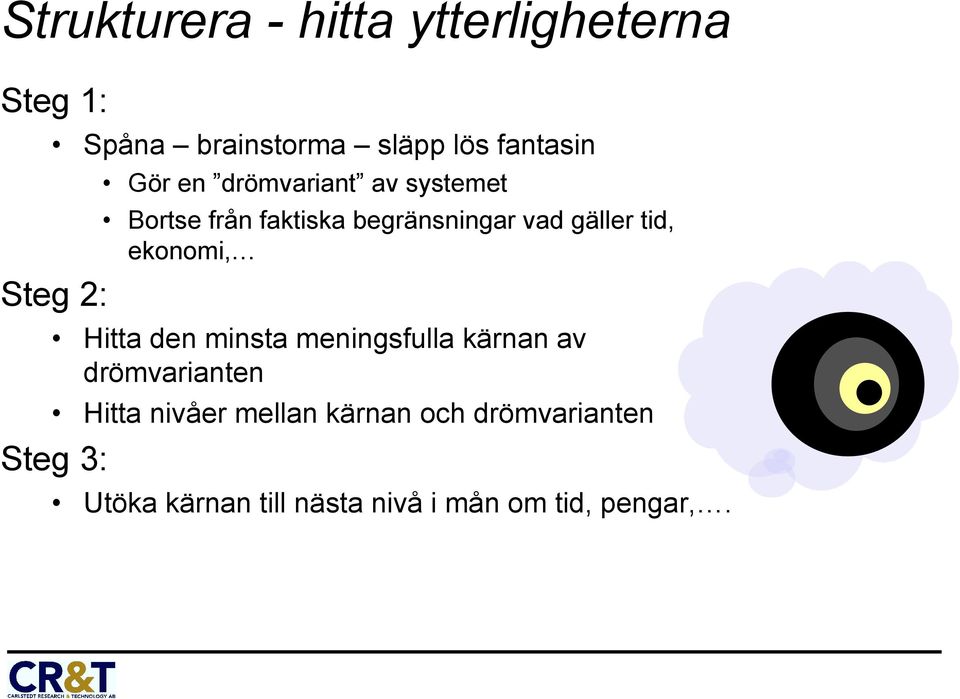 tid, ekonomi, Hitta den minsta meningsfulla kärnan av drömvarianten Hitta nivåer