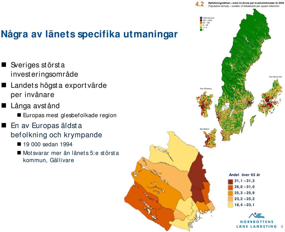 Europas äldsta befolkning och krympande 19 000 sedan 1994 Motsvarar mer än länets 5:e