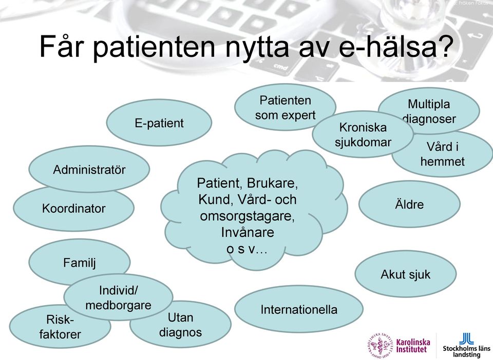 E-patient Utan diagnos Patienten som expert Patient, Brukare, Kund,