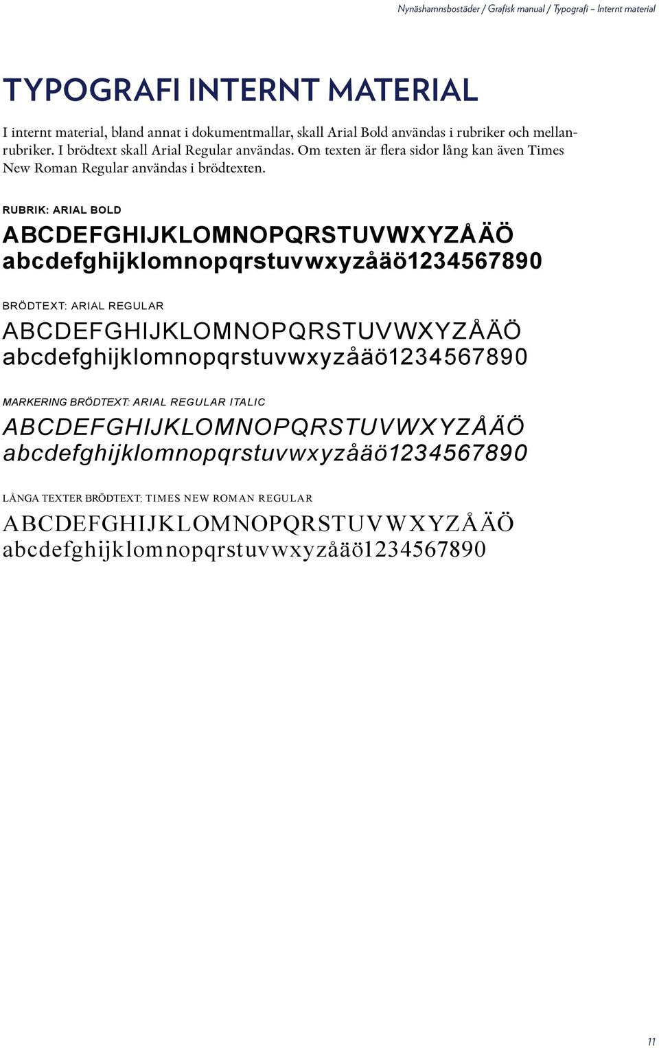 RUBRIK: ARIAL BOLD ABCDEFGHIJKLOMNOPQRSTUVWXYZÅÄÖ abcdefghijklomnopqrstuvwxyzåäö1234567890 BRÖDTEXT: ARIAL REGULAR ABCDEFGHIJKLOMNOPQRSTUVWXYZÅÄÖ abcdefghijklomnopqrstuvwxyzåäö1234567890