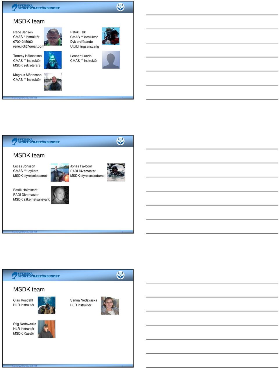 Mårtenson ** instruktör MSDK team Lucas Jönsson *** dykare MSDK styrelseledamot Jonas Faxborn PADI Divemaster MSDK styrelsesledamot Patrik Holmstedt PADI