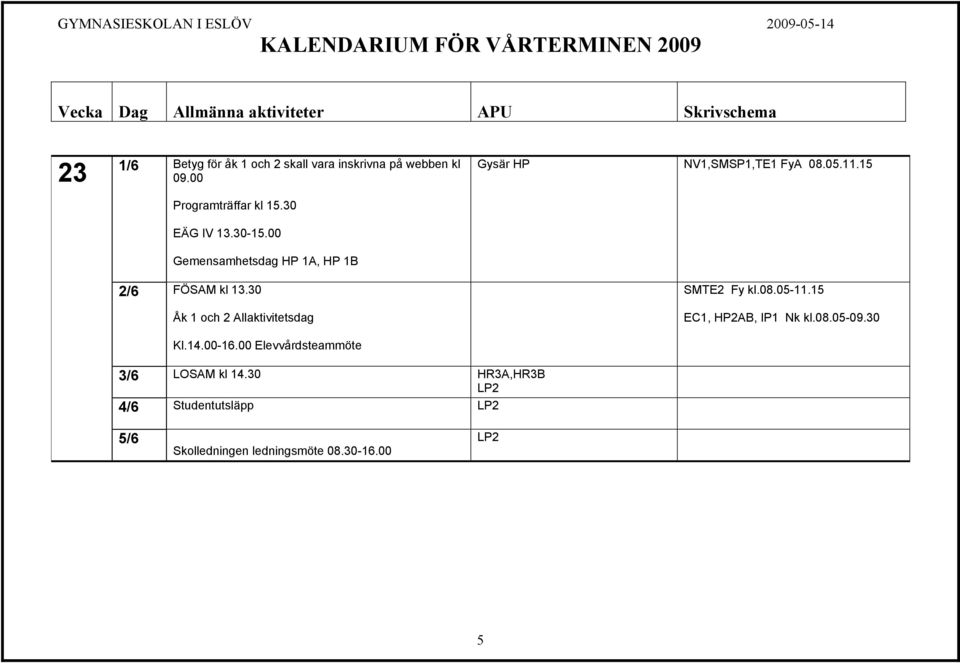 30 Åk 1 och 2 Allaktivitetsdag Gysär HP NV1,SMSP1,TE1 FyA 08.05.11.15 SMTE2 Fy kl.08.05-11.