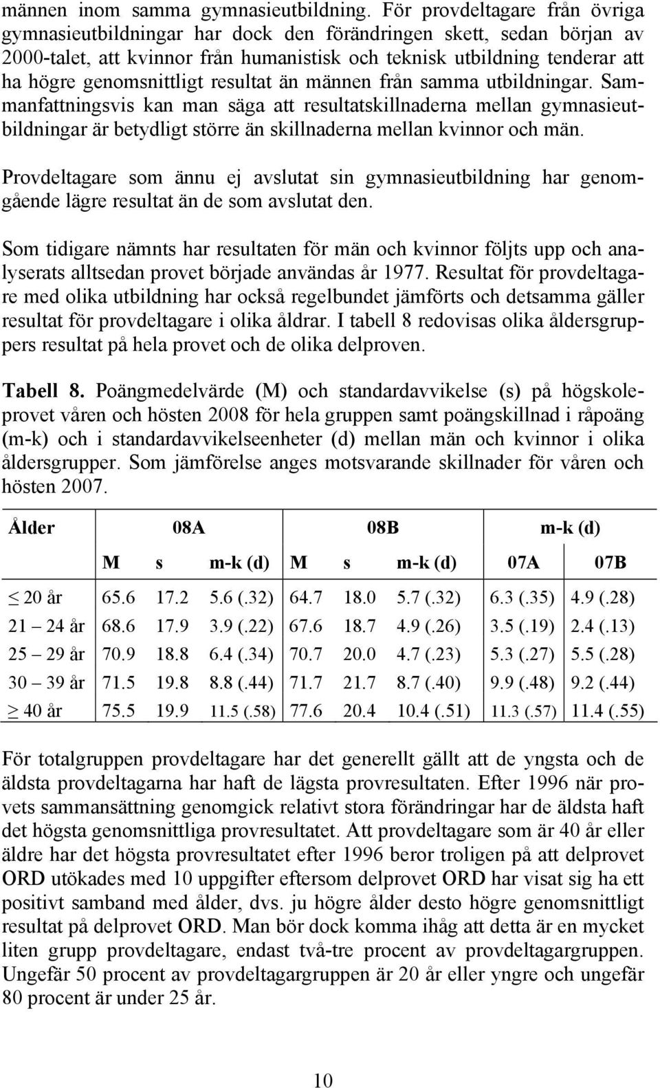 genomsnittligt resultat än männen från samma utbildningar.