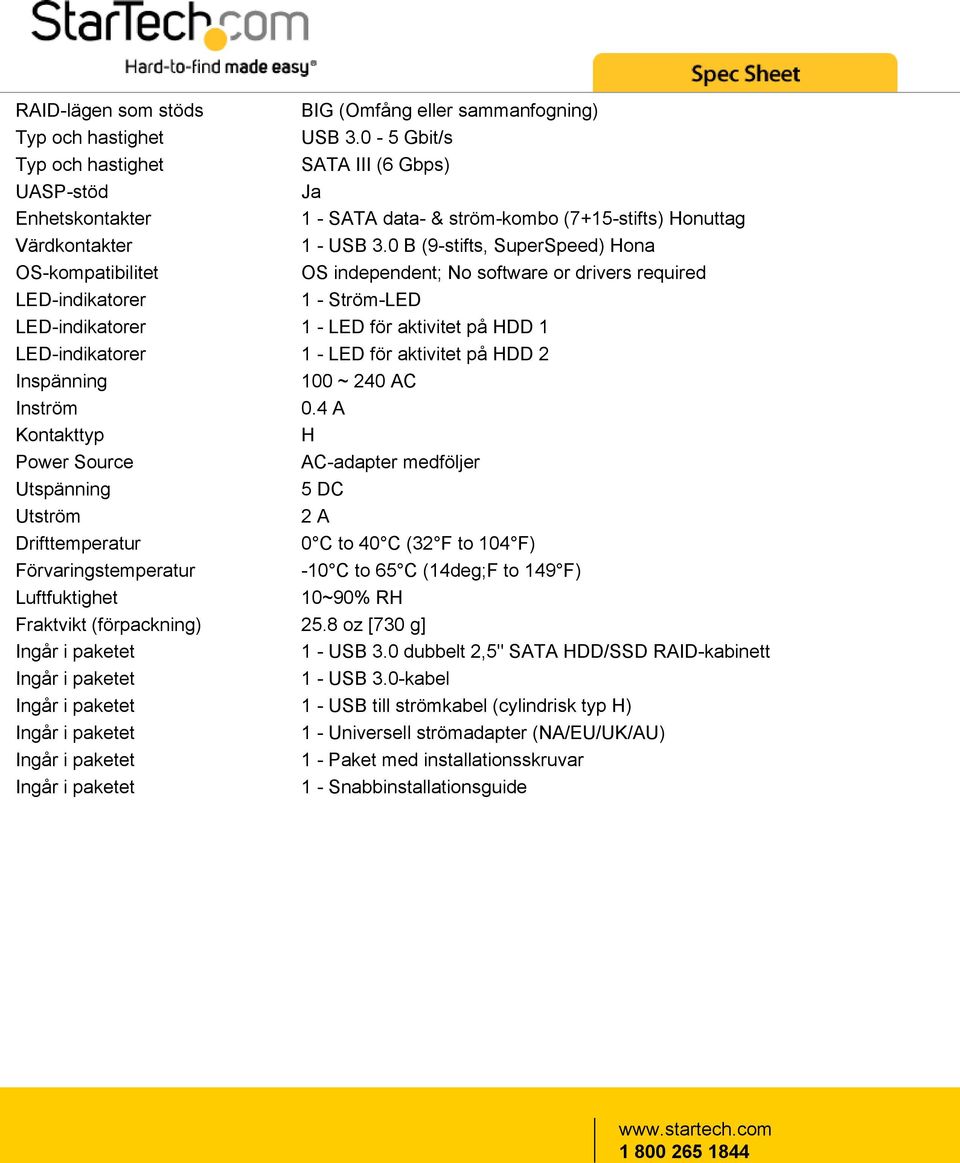 0 B (9-stifts, SuperSpeed) Hona OS-kompatibilitet OS independent; No software or drivers required LED-indikatorer 1 - Ström-LED LED-indikatorer 1 - LED för aktivitet på HDD 1 LED-indikatorer 1 - LED