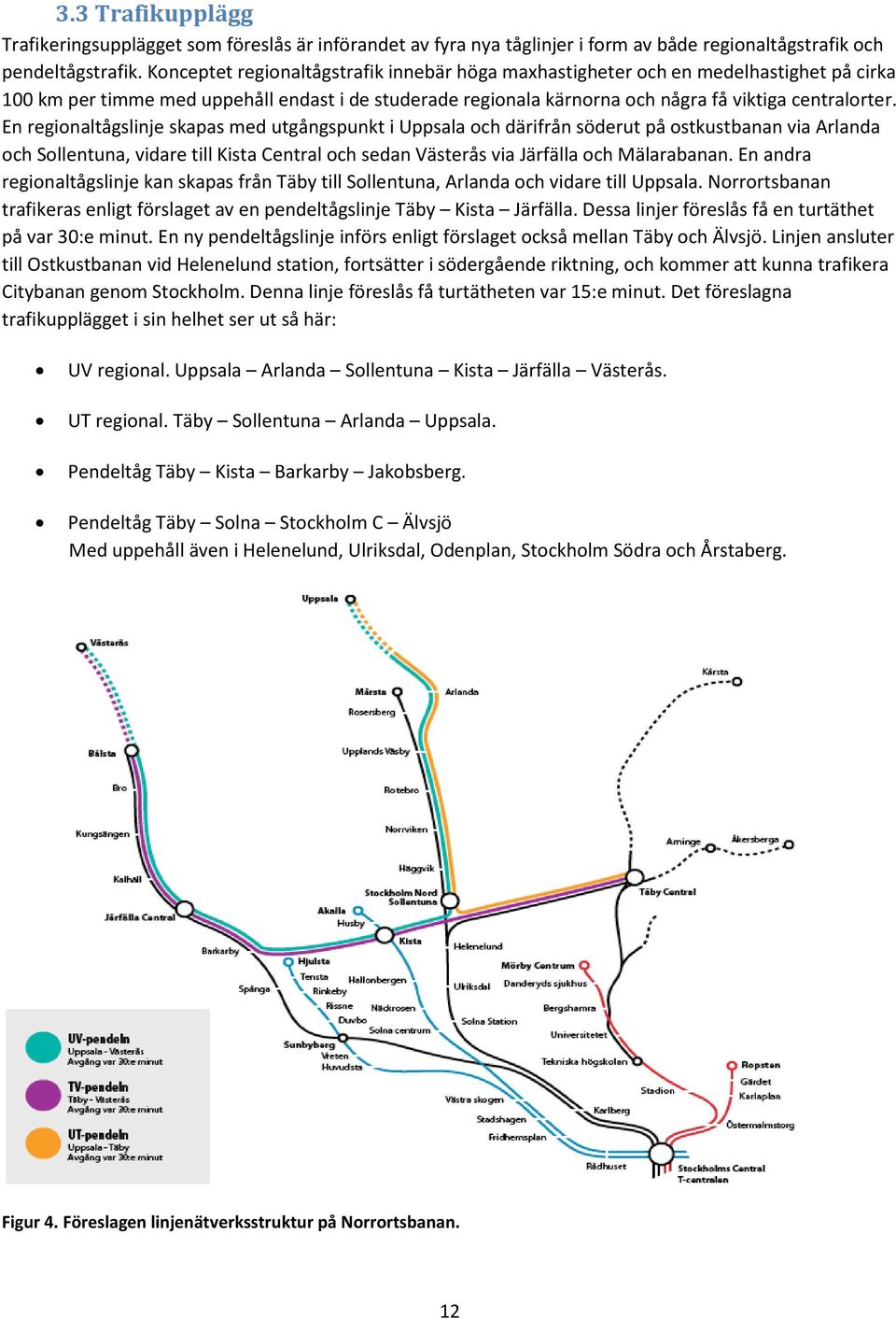 En regionaltågslinje skapas med utgångspunkt i Uppsala och därifrån söderut på ostkustbanan via Arlanda och Sollentuna, vidare till Kista Central och sedan Västerås via Järfälla och Mälarabanan.