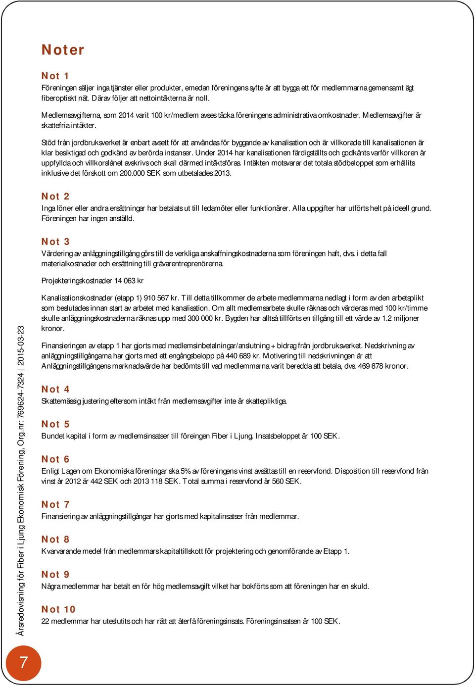 Stöd från jordbruksverket är enbart avsett för att användas för byggande av kanalisation och är villkorade till kanalisationen är klar besiktigad och godkänd av berörda instanser.