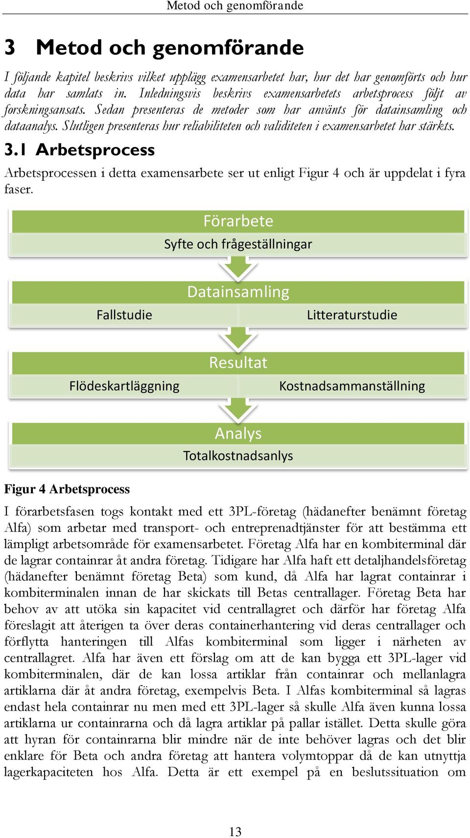 Slutligen presenteras hur reliabiliteten och validiteten i examensarbetet har stärkts. 3.1 Arbetsprocess Arbetsprocessen i detta examensarbete ser ut enligt Figur 4 och är uppdelat i fyra faser.