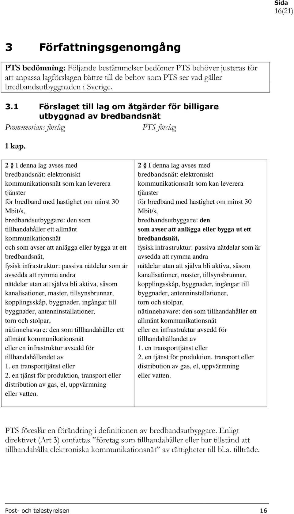 2 I denna lag avses med bredbandsnät: elektroniskt kommunikationsnät som kan leverera tjänster för bredband med hastighet om minst 30 Mbit/s, bredbandsutbyggare: den som tillhandahåller ett allmänt