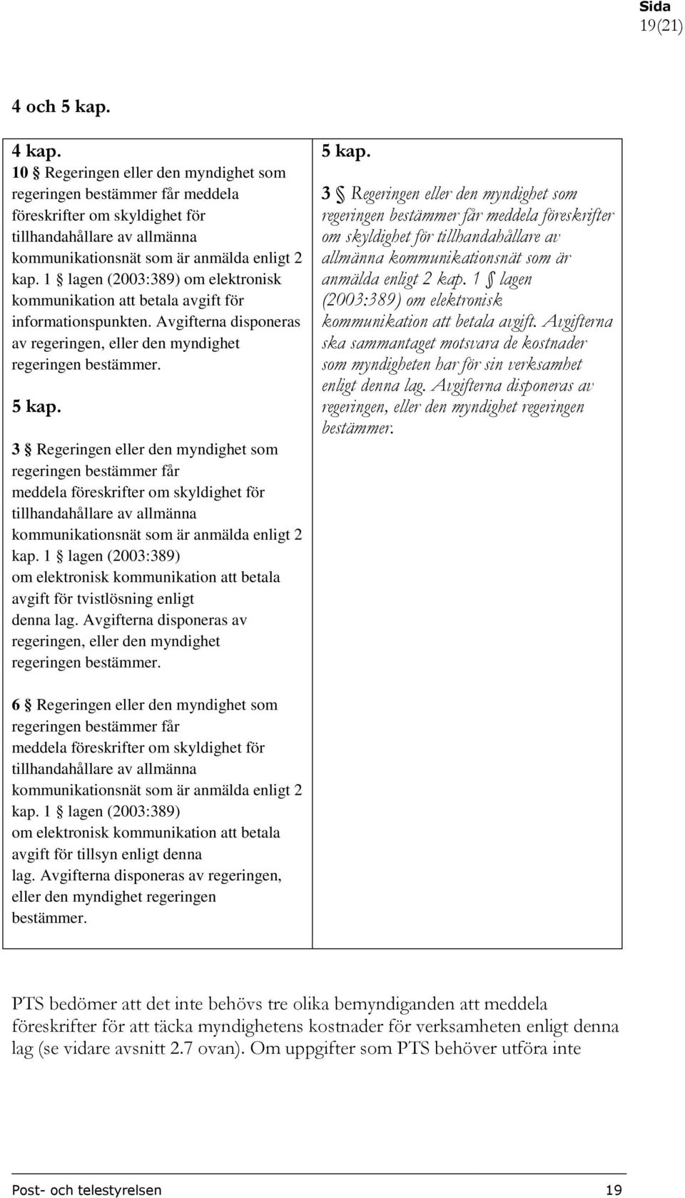 1 lagen (2003:389) om elektronisk kommunikation att betala avgift för informationspunkten. Avgifterna disponeras av regeringen, eller den myndighet regeringen bestämmer. 5 kap.