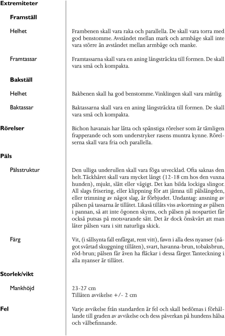 Bakställ Helhet Baktassar Rörelser Bakbenen skall ha god benstomme. Vinklingen skall vara måttlig. Baktassarna skall vara en aning långsträckta till formen. De skall vara små och kompakta.