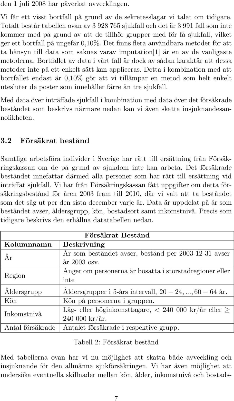 Det finns flera användbara metoder för att ta hänsyn till data som saknas varav imputation[1] är en av de vanligaste metoderna.