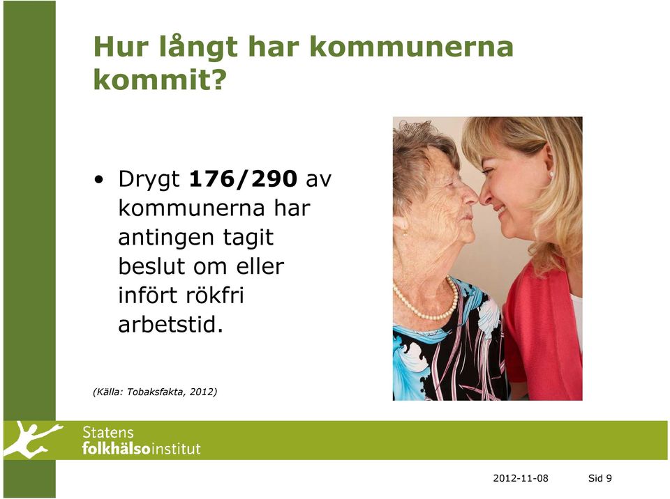 tagit beslut om eller infört rökfri