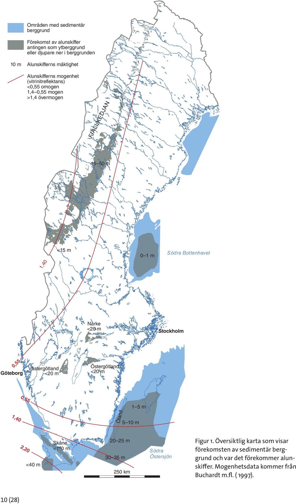 Göteborg Västergötland <20 m Stockholm Östergötland <20 m 0,5 5 Öland 1 5 m 1,4 0 5 10 m 2,2 0 Skåne <110 m 20 25 m 30 35 m <40 m 250 km 10 (28) Södra