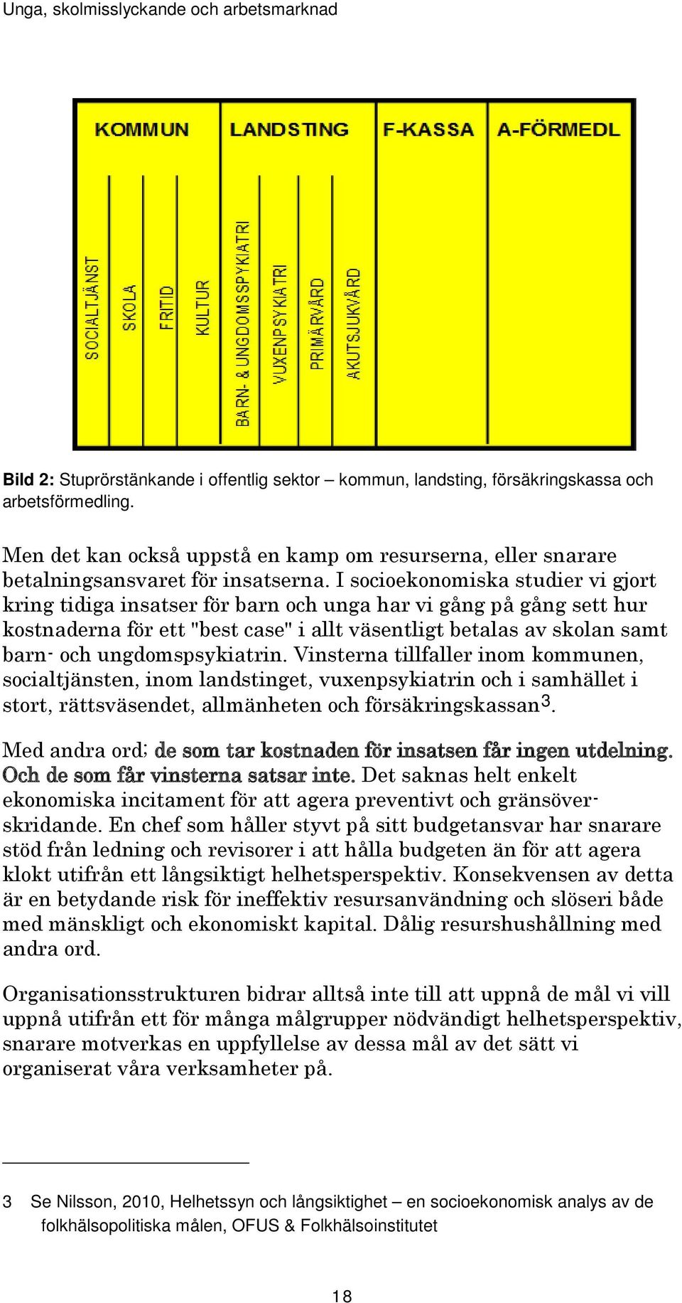 ungdomspsykiatrin. Vinsterna tillfaller inom kommunen, socialtjänsten, inom landstinget, vuxenpsykiatrin och i samhället i stort, rättsväsendet, allmänheten och försäkringskassan 3.