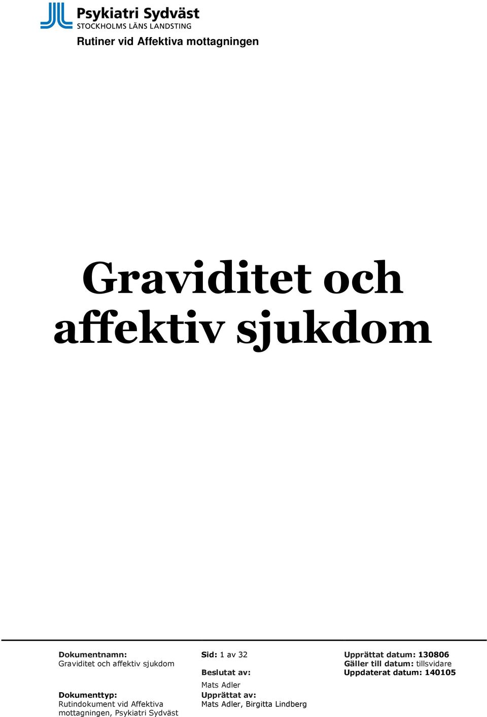 affektiv sjukdom Dokumentnamn: