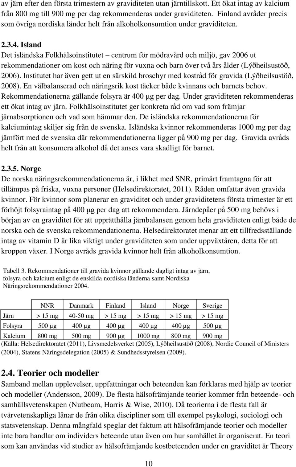 Island Det isländska Folkhälsoinstitutet centrum för mödravård och miljö, gav 2006 ut rekommendationer om kost och näring för vuxna och barn över två års ålder (Lýðheilsustöð, 2006).