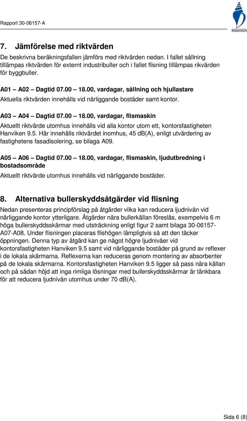 00, vardagar, sållning och hjullastare Aktuella riktvärden innehålls vid närliggande bostäder samt kontor. A03 A04 Dagtid 07.00 18.