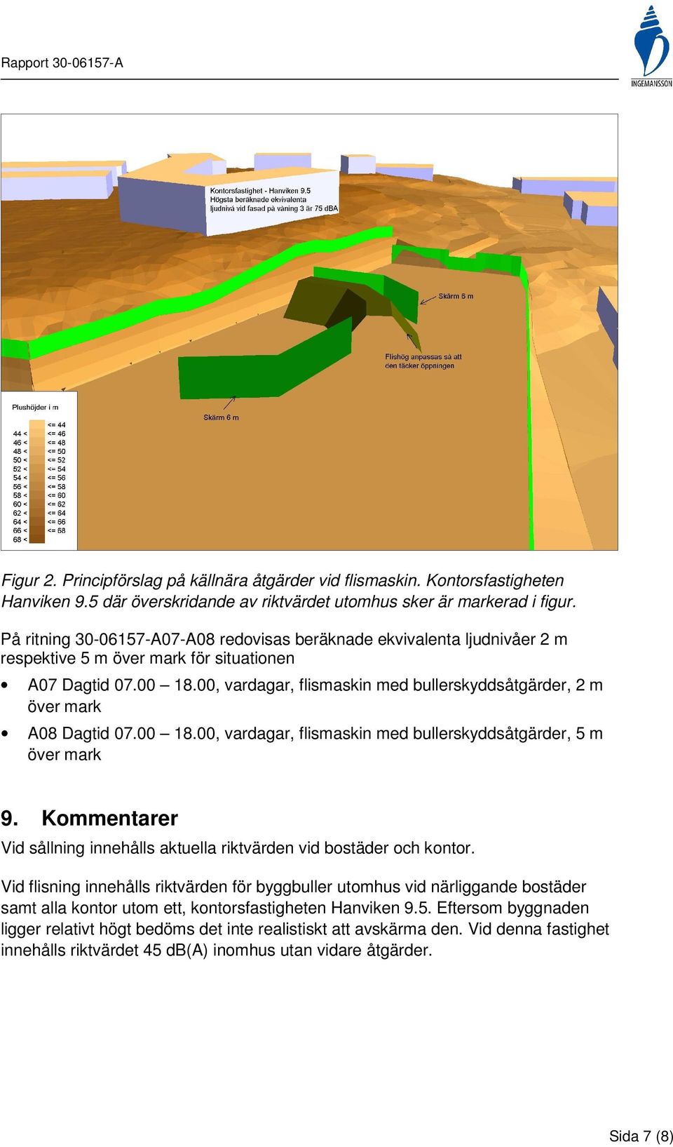 00, vardagar, flismaskin med bullerskyddsåtgärder, 2 m över mark A08 Dagtid 07.00 18.00, vardagar, flismaskin med bullerskyddsåtgärder, 5 m över mark 9.