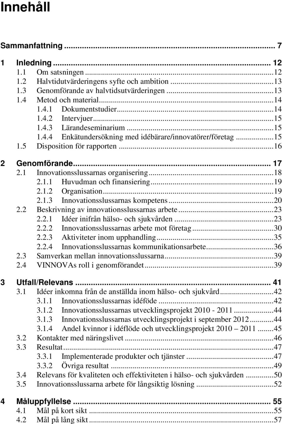 1 Innovationsslussarnas organisering... 18 2.1.1 Huvudman och finansiering... 19 2.1.2 Organisation... 19 2.1.3 Innovationsslussarnas kompetens... 20 2.2 Beskrivning av innovationsslussarnas arbete.