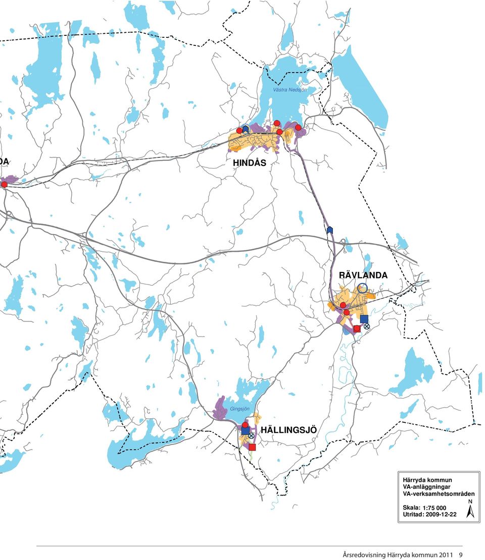 VA-verksamhetsområden Skala: 1:75 000